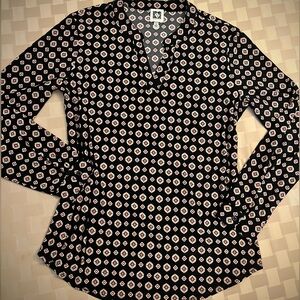 Anne Klein Black and Tan Women’s Top Tunic NWOT S